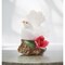 Ceramic White Dove Bird Figurine With Red Rose 3In Vintage Garden Decor Gift